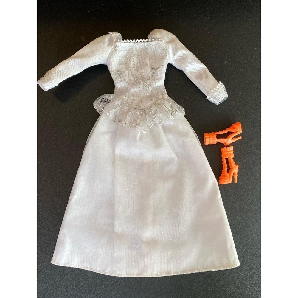 Barbie Doll Wedding Dress Orange Heels Toy sku31